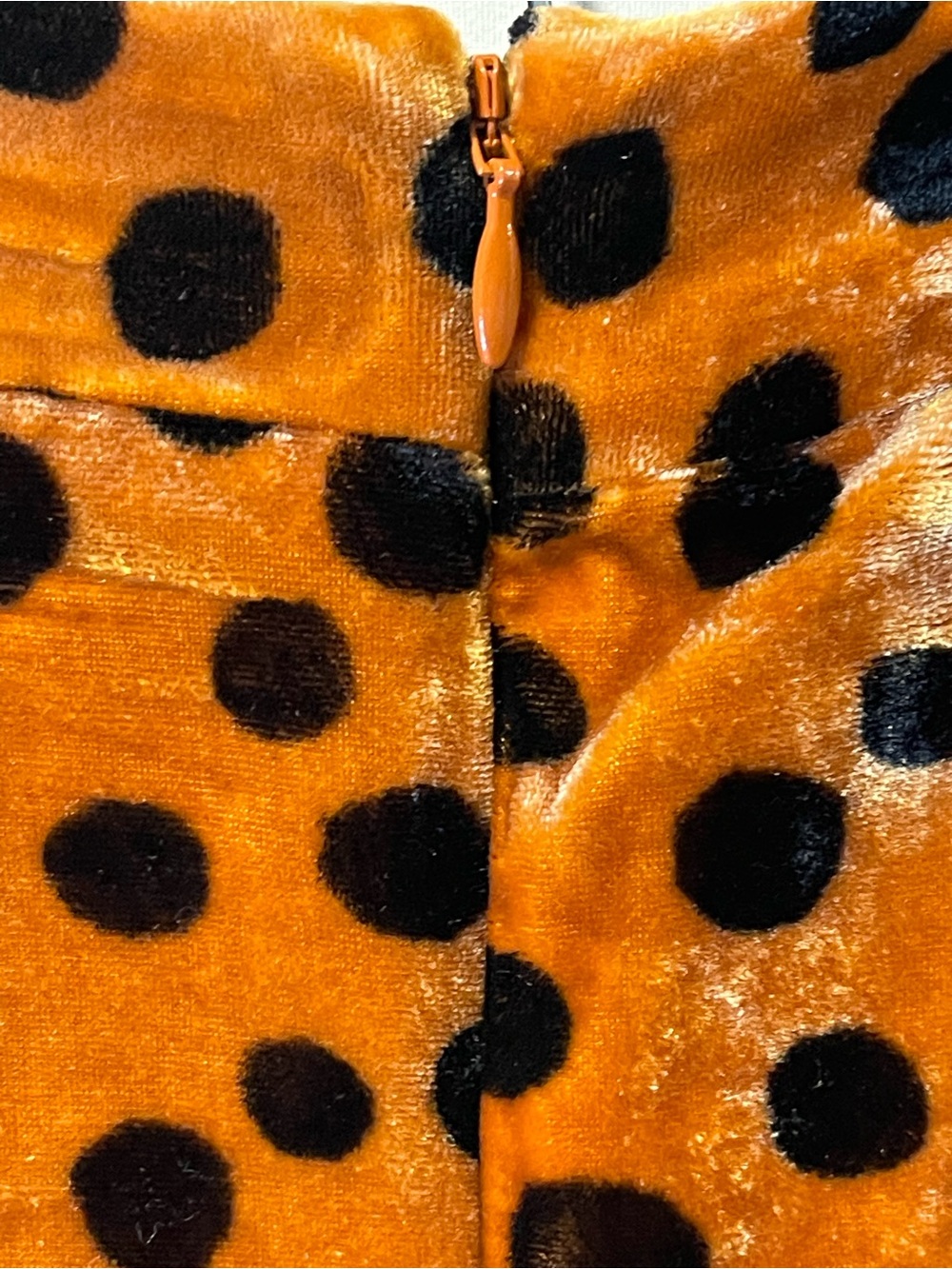 Madewell Velvet Polka Dot A-Line Skirt Size 8 | Golden Mustard Black Dot - Picture 5 of 6